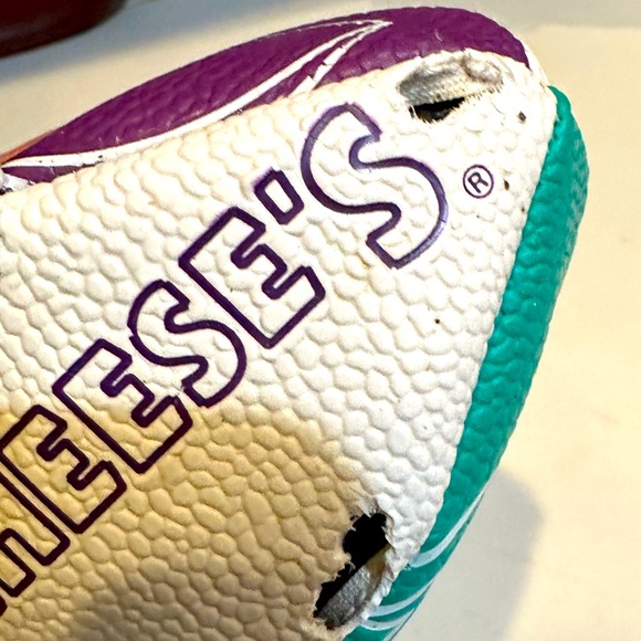 VTG 1990’s CHUCK E CHEESE’s FLAWED FOOTBALL PURPLE GREEN TEAL WHITE COLLECTIBLE - Picture 10 of 10